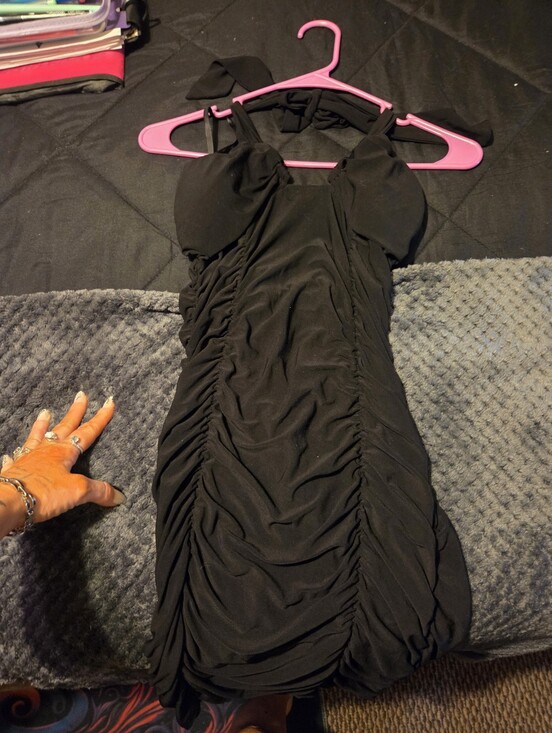 Dresses & Skirts - Black Ruched Halter Bodycon Dress